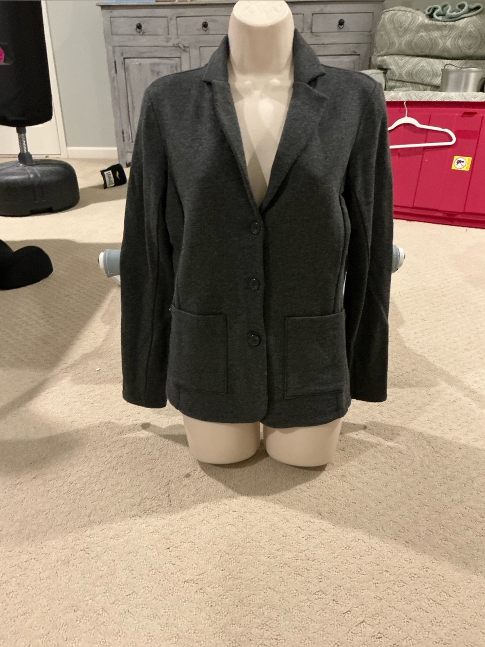 Tahari Dark Gray Knit Blazer Jacket